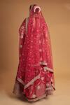 Shop_Samyukta Singhania_Red Silk, Net Sequins, Embroidery Sweetheart Neck Lehenga Set_at_Aza_Fashions