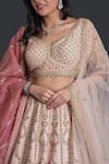 Shop_Samyukta Singhania_Peach Silk, Organza Beads, Sequins, Embroidery Lehenga Set 