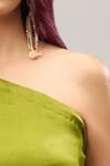 Samyukta Singhania_Green One Shoulder Ruffled Maxi Dress _at_Aza_Fashions