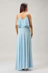 Shop_Samyukta Singhania_Blue Layered Ruffle Maxi Dress _at_Aza_Fashions