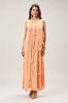 Shop_Samyukta Singhania_Peach Georgette Ruffled Maxi Dress _Online_at_Aza_Fashions
