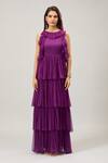 Buy_Samyukta Singhania_Purple Layered Ruffle Maxi Dress _Online_at_Aza_Fashions