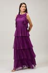 Shop_Samyukta Singhania_Purple Layered Ruffle Maxi Dress _Online_at_Aza_Fashions