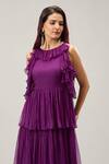 Buy_Samyukta Singhania_Purple Layered Ruffle Maxi Dress 