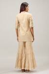 Shop_Samyukta Singhania_Beige Chanderi Sequins V-neck Angarkha Tunic And Sharara Set _at_Aza_Fashions
