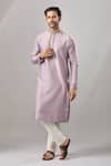 Buy_Arihant Rai Sinha_Purple Embroidery Plain Banarasi Silk Kurta Set _at_Aza_Fashions