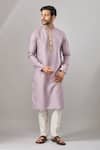 Arihant Rai Sinha_Purple Embroidery Plain Banarasi Silk Kurta Set _at_Aza_Fashions