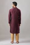 Shop_Arihant Rai Sinha_Wine Embroidery Plain Banarasi Silk Kurta Set _at_Aza_Fashions