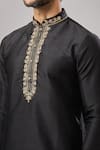 Arihant Rai Sinha_Black Embroidery Plain Banarasi Silk Kurta Set _at_Aza_Fashions