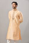 Buy_Arihant Rai Sinha_Peach Embroidery Plain Banarasi Silk Kurta Set 