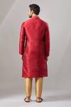 Shop_Arihant Rai Sinha_Maroon Embroidery Plain Banarasi Silk Kurta Set _at_Aza_Fashions
