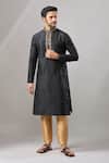 Buy_Arihant Rai Sinha_Black Silk Embroidery Plain Banarasi Kurta Set _at_Aza_Fashions