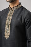 Arihant Rai Sinha_Black Silk Embroidery Plain Banarasi Kurta Set _at_Aza_Fashions