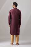 Shop_Arihant Rai Sinha_Wine Embroidery Banarasi Silk Classic Kurta_at_Aza_Fashions