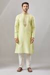 Arihant Rai Sinha_Green Embroidery Banarasi Art Silk Kurta_Online_at_Aza_Fashions