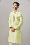 Buy_Arihant Rai Sinha_Green Embroidery Banarasi Art Silk Kurta_Online_at_Aza_Fashions