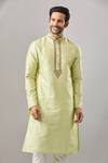 Buy_Arihant Rai Sinha_Green Embroidery Banarasi Art Silk Kurta_at_Aza_Fashions