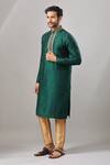 Arihant Rai Sinha_Green Embroidery Banarasi Art Silk Kurta _Online_at_Aza_Fashions