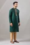 Buy_Arihant Rai Sinha_Green Embroidery Banarasi Art Silk Kurta _Online_at_Aza_Fashions