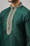 Arihant Rai Sinha_Green Embroidery Banarasi Art Silk Kurta _at_Aza_Fashions