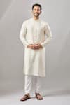 Buy_Arihant Rai Sinha_Cream Embroidery Plain Banarasi Kurta Set _Online_at_Aza_Fashions