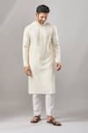 Shop_Arihant Rai Sinha_Cream Embroidery Plain Banarasi Kurta Set _Online_at_Aza_Fashions