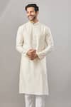 Buy_Arihant Rai Sinha_Cream Embroidery Plain Banarasi Kurta Set 