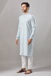 Arihant Rai Sinha_Sky Blue Embroidery Self Design Kurta _Online_at_Aza_Fashions