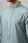 Arihant Rai Sinha_Gray Embroidery Self Design Banarasi Art Silk Kurta _Online_at_Aza_Fashions