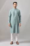 Buy_Arihant Rai Sinha_Gray Embroidery Self Design Banarasi Art Silk Kurta _Online_at_Aza_Fashions