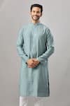 Buy_Arihant Rai Sinha_Gray Embroidery Self Design Banarasi Art Silk Kurta _at_Aza_Fashions