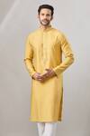 Buy_Arihant Rai Sinha_Yellow Banarasi Art Silk Kurta _at_Aza_Fashions