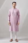 Arihant Rai Sinha_Purple Embroidery Banarasi Art Silk Kurta _Online_at_Aza_Fashions