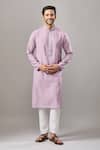 Shop_Arihant Rai Sinha_Purple Embroidery Banarasi Art Silk Kurta _Online_at_Aza_Fashions