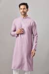 Buy_Arihant Rai Sinha_Purple Embroidery Banarasi Art Silk Kurta _at_Aza_Fashions