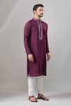 Arihant Rai Sinha Wine Chanderi Silk Embroidery Plain Banarasi Art Kurta Online at Aza Fashions Arihant Rai Sinha_Wine Chanderi Silk Embroidery Plain Banarasi Art Kurta _Online_at_Aza_Fashions