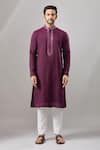 Buy Arihant Rai Sinha Wine Chanderi Silk Embroidery Plain Banarasi Art Kurta Online at Aza Fashions Buy_Arihant Rai Sinha_Wine Chanderi Silk Embroidery Plain Banarasi Art Kurta _Online_at_Aza_Fashions