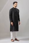 Arihant Rai Sinha_Black Plain Banarasi Art Silk Kurta _Online_at_Aza_Fashions