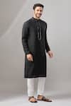 Buy_Arihant Rai Sinha_Black Plain Banarasi Art Silk Kurta _Online_at_Aza_Fashions