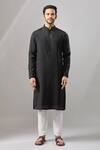 Shop_Arihant Rai Sinha_Black Plain Banarasi Art Silk Kurta _Online_at_Aza_Fashions