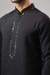 Arihant Rai Sinha_Black Plain Banarasi Art Silk Kurta _at_Aza_Fashions