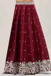 Buy_Samyukta Singhania_Maroon Embroidery, Sequins Sweetheart Neck Lehenga Set 