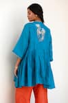 Eeda_Blue Flared Top And Orange Pant Set _at_Aza_Fashions