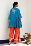 Shop_Eeda_Blue Flared Top And Orange Pant Set _at_Aza_Fashions