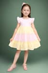 Buy_Samyukta Singhania_Pink And Yellow Tiered Dress For Girls _at_Aza_Fashions
