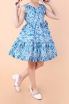Buy_Petite Pomme_Blue Cotton Zari Mermaid Printed Dress_Online_at_Aza_Fashions