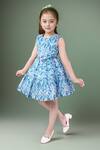 Petite Pomme_Blue Cotton Zari Mermaid Printed Dress_at_Aza_Fashions