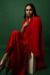 Buy_DAY AND MOOD_Red Chiffon Dhoti Set With Cape 