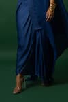 Buy_DAY AND MOOD_Blue Chiffon Dhoti Set With Cape _Online_at_Aza_Fashions
