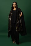 DAY AND MOOD_Black Dhoti Skirt And Cape Set _Online_at_Aza_Fashions